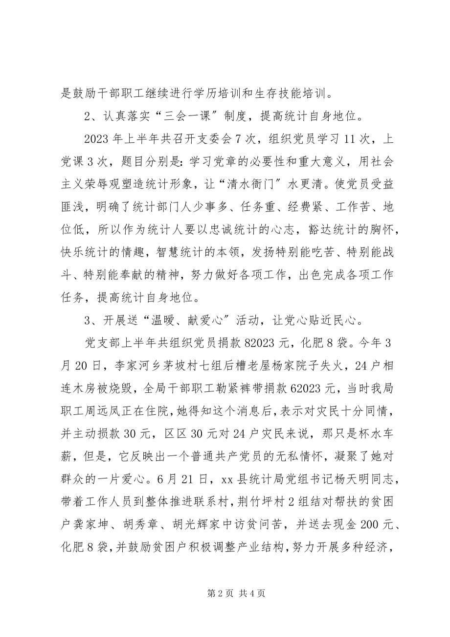 2023年县统计局党支部上半年工作总结.docx_第2页