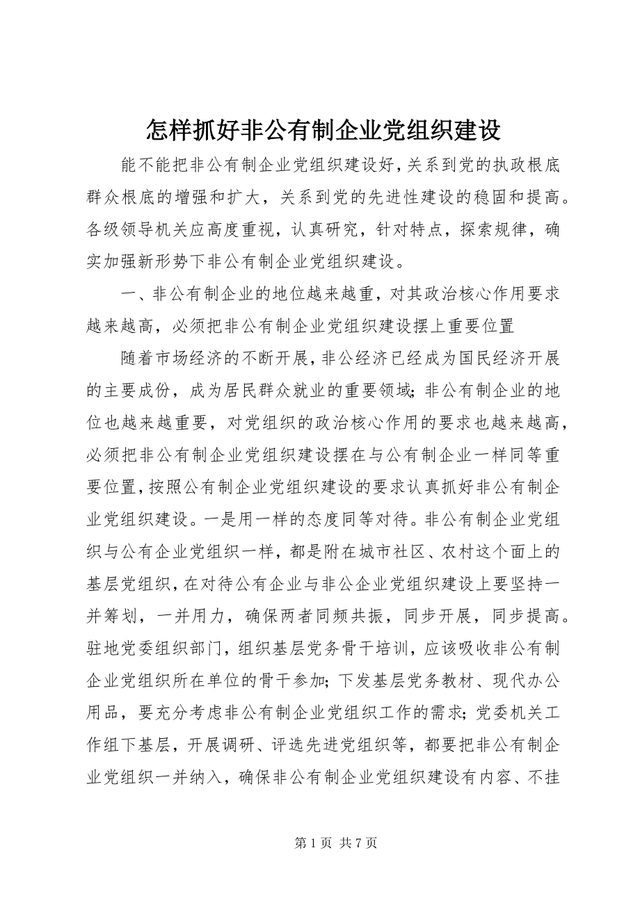 2023年怎样抓好非公有制企业党组织建设.docx_第1页