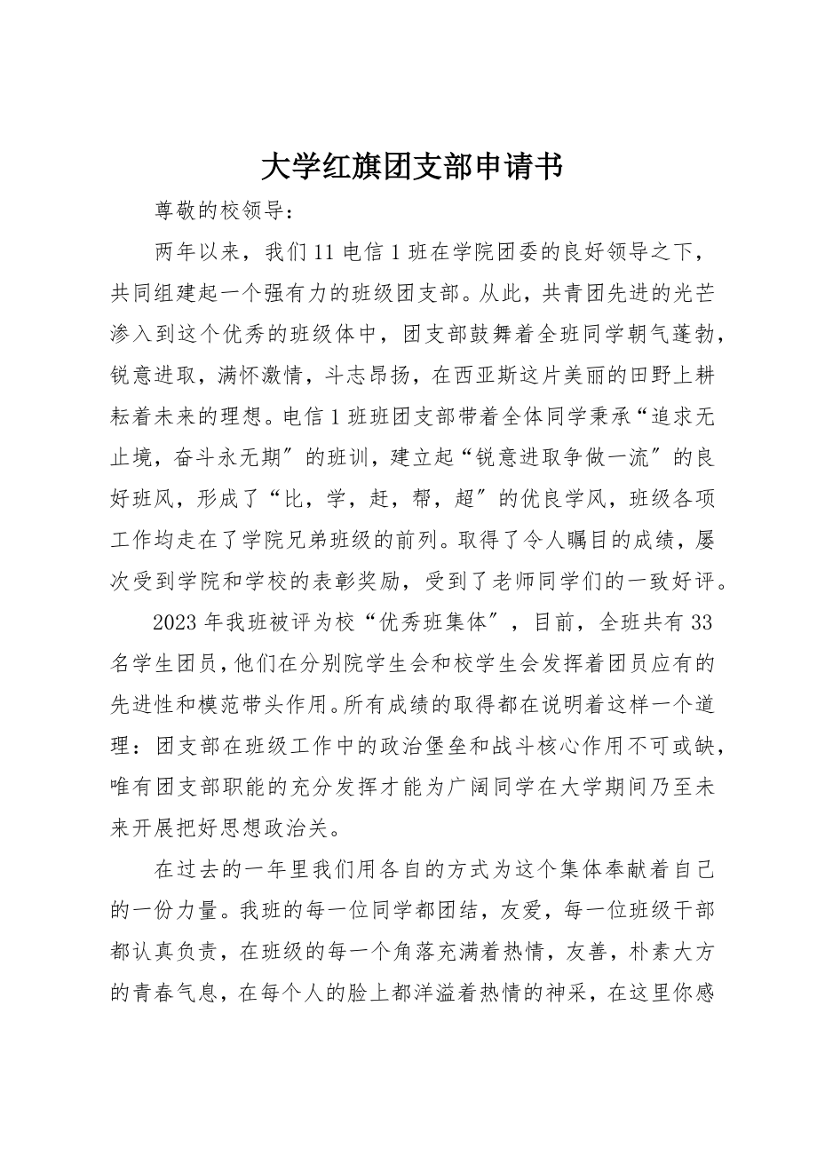 2023年大学红旗团支部申请书.docx_第1页