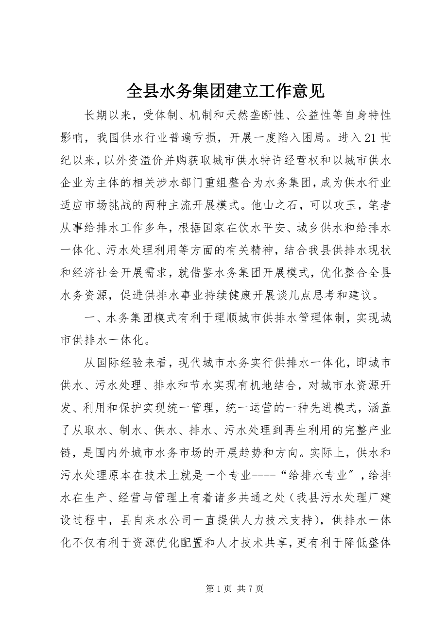 2023年全县水务集团建立工作意见.docx_第1页