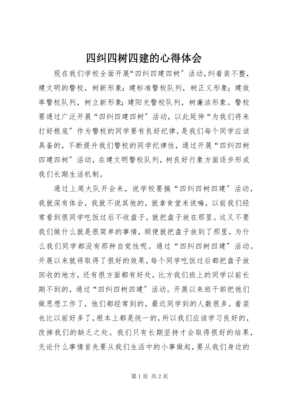 2023年四纠四树四建的心得体会.docx_第1页