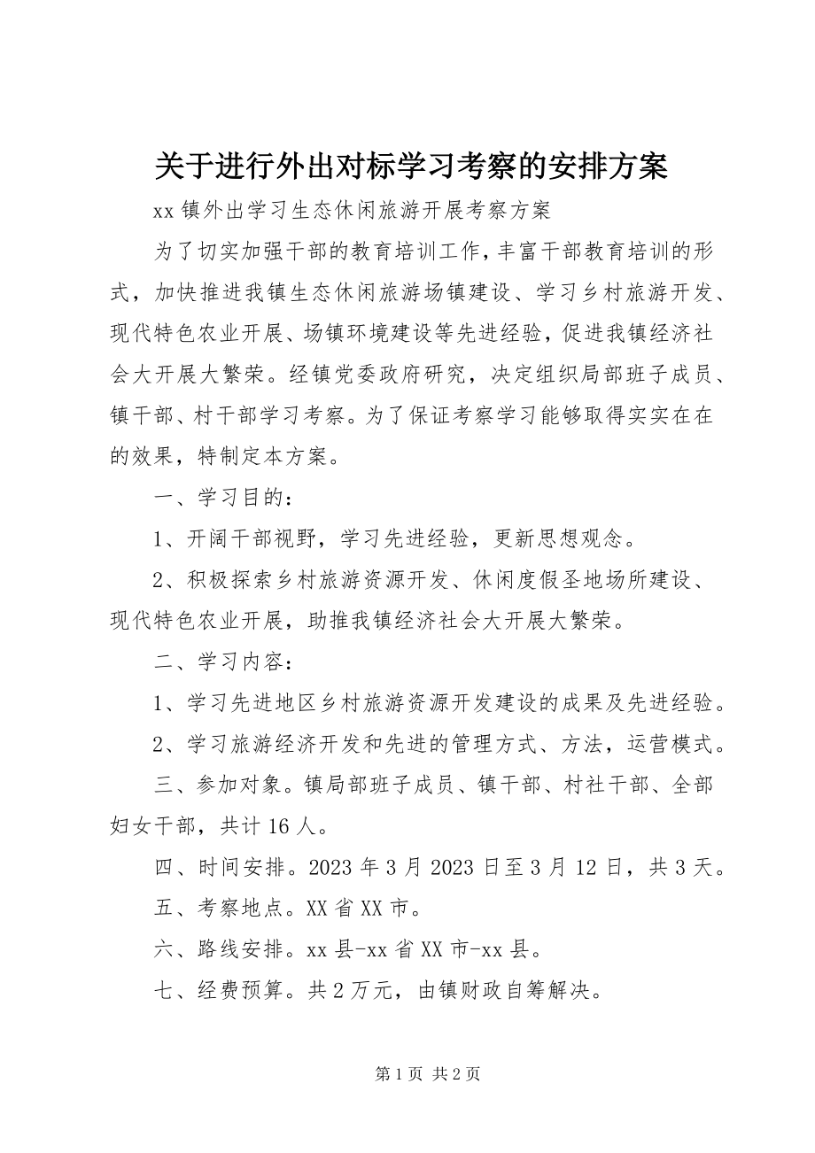 2023年进行外出对标学习考察的安排方案.docx_第1页