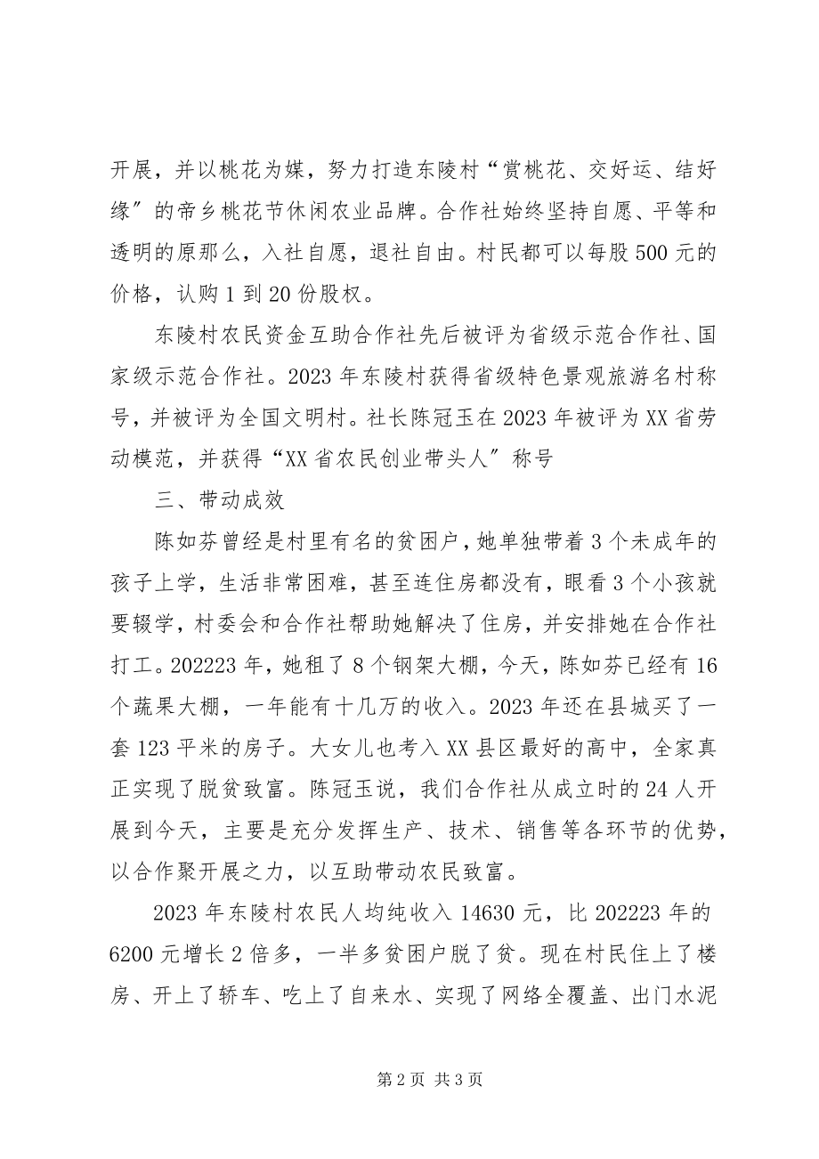 2023年凤阳东陵村新农村建设资金互助专业合作社扶贫带动事例.docx_第2页