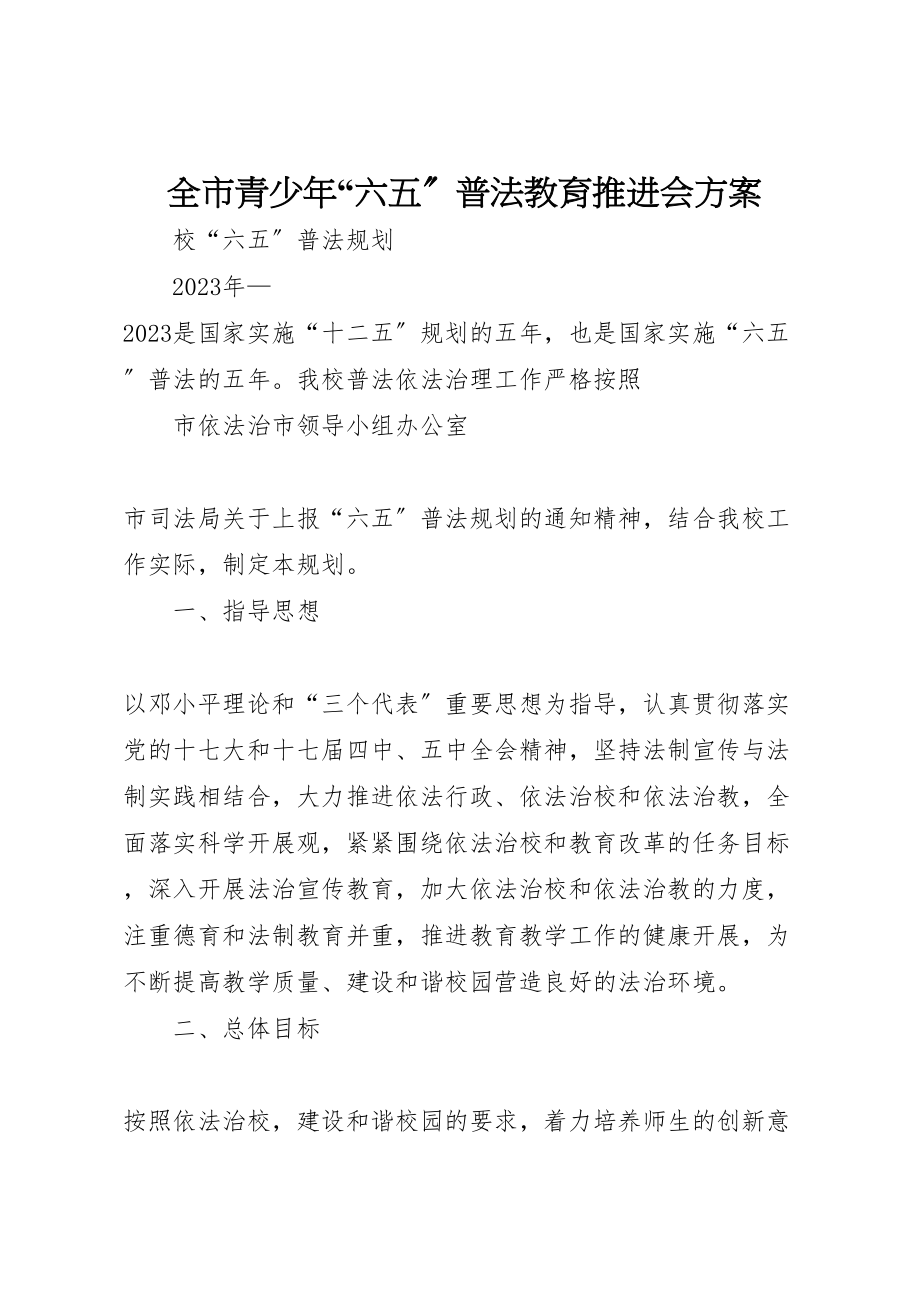 2023年全市青少年六五普法教育推进会方案 2.doc_第1页