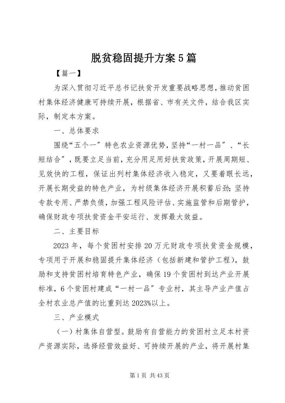 2023年脱贫巩固提升方案5篇.docx_第1页