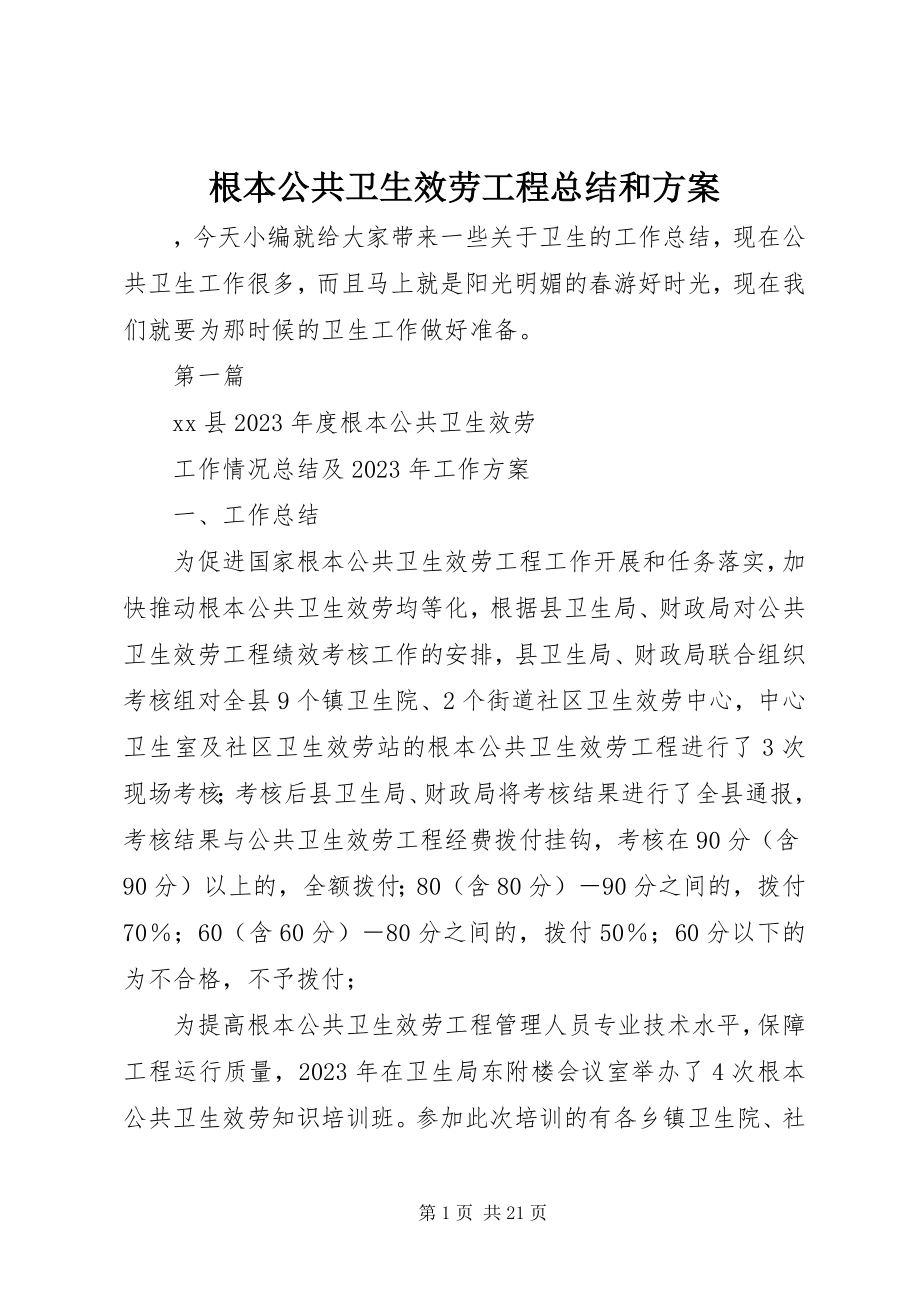 2023年基本公共卫生服务项目总结和计划.docx_第1页