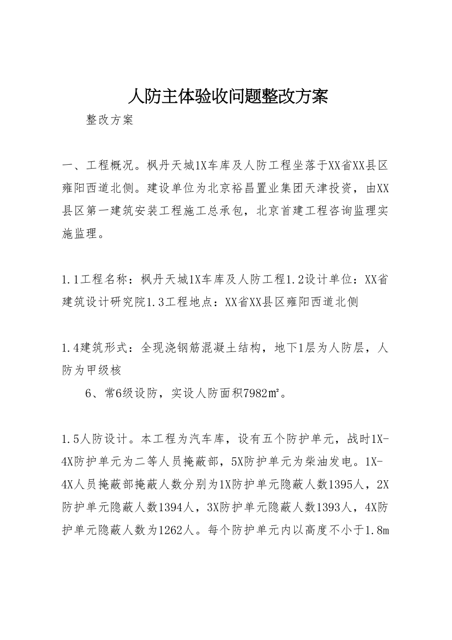 2023年人防主体验收问题整改方案 2.doc_第1页