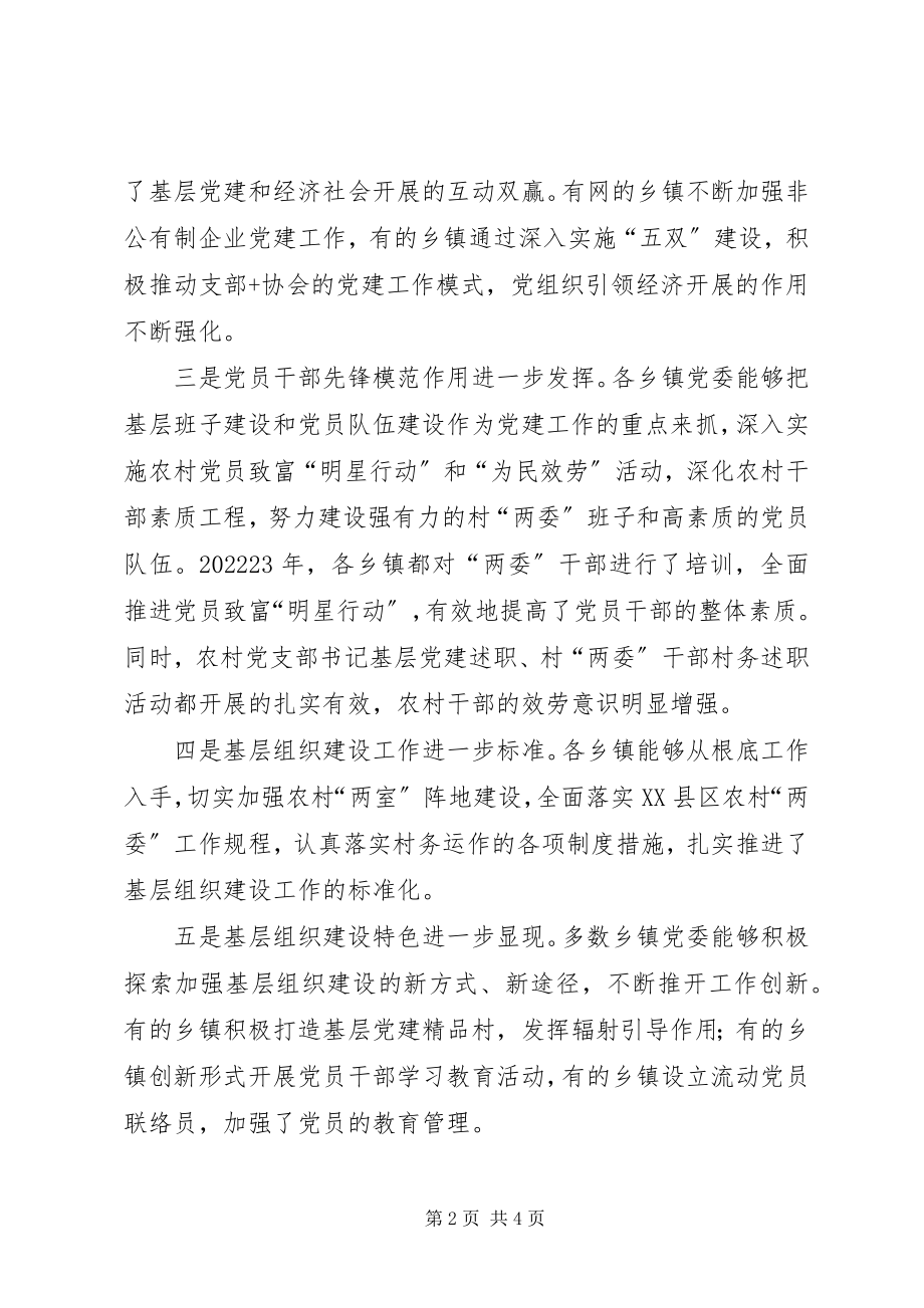 2023年乡镇领导在农村党建工作汇报会致辞稿.docx_第2页