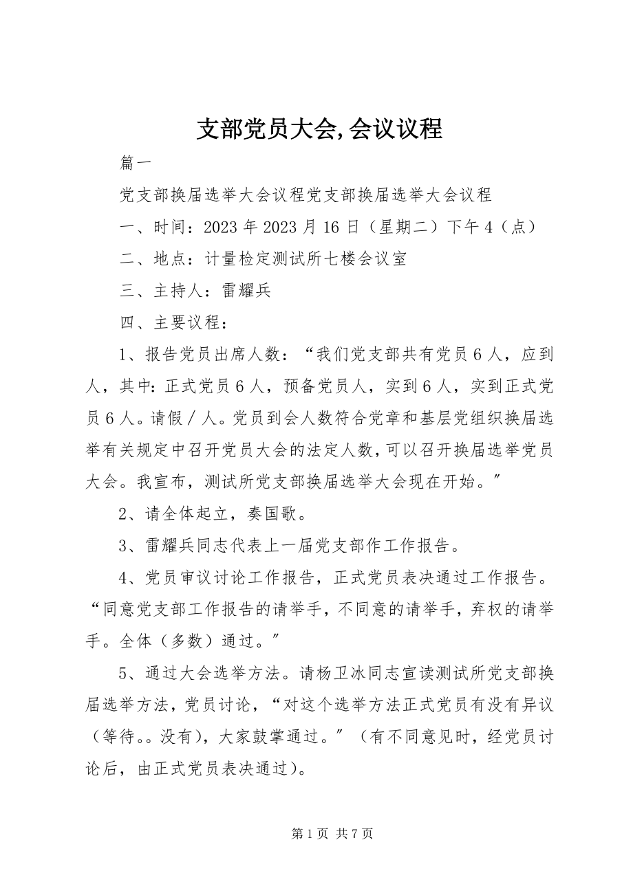 2023年支部党员大会会议议程.docx_第1页