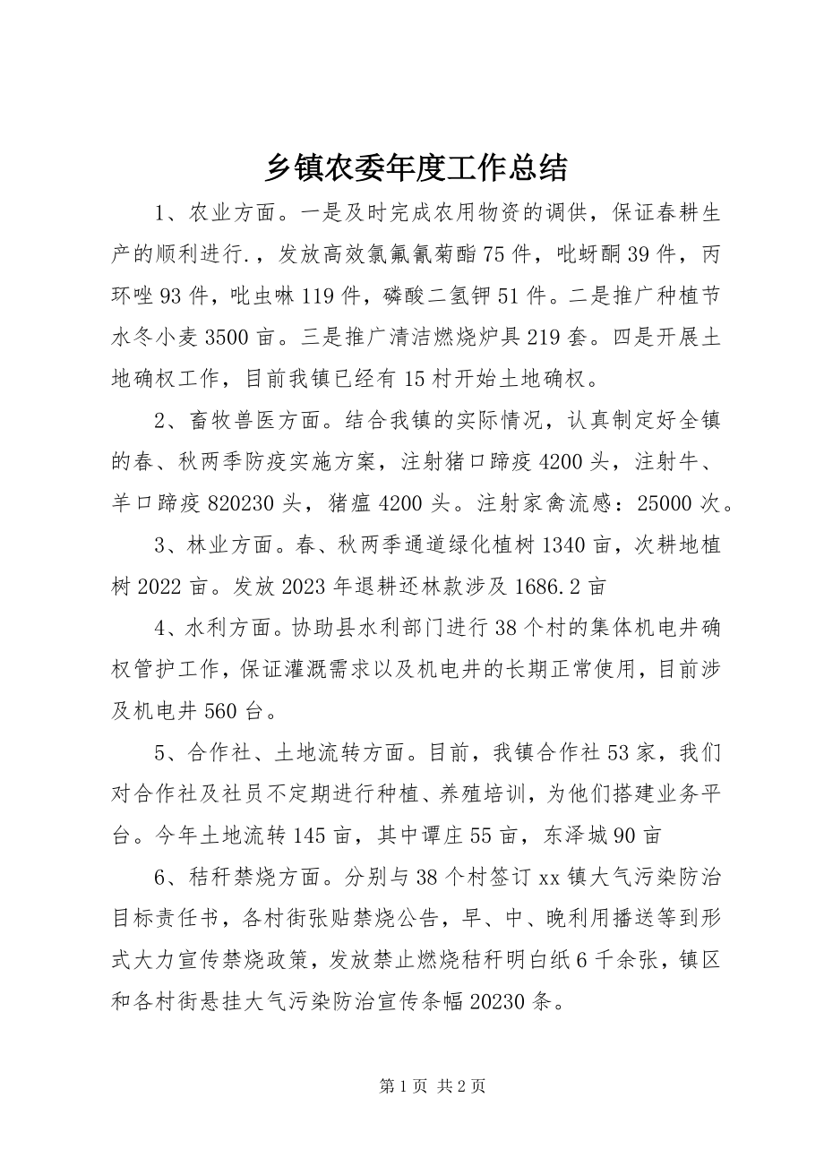 2023年乡镇农委年度工作总结.docx_第1页