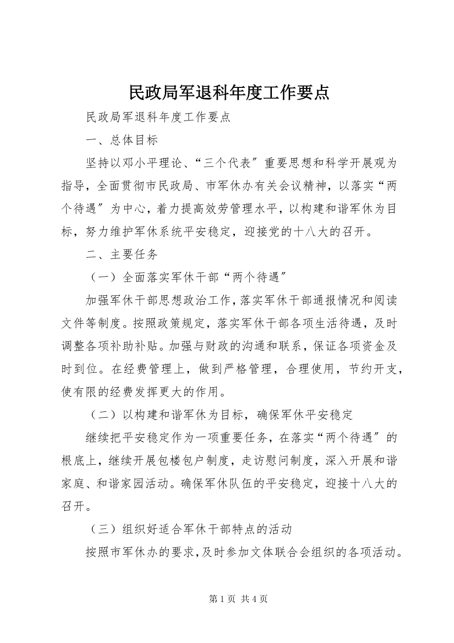 2023年民政局军退科度工作要点.docx_第1页