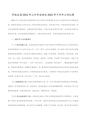 市林业局上半年总结及下半年工作打算（范文）.docx