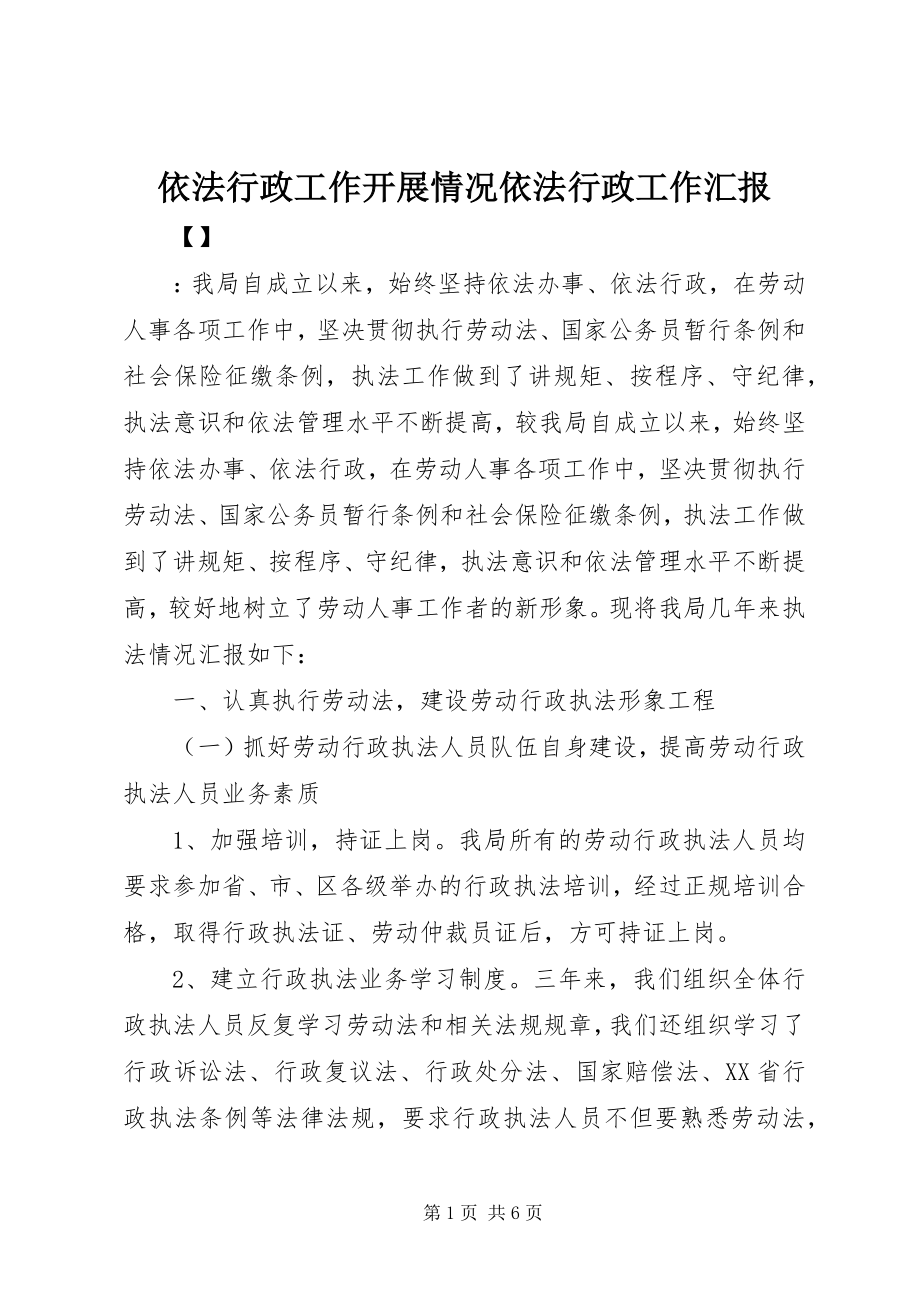 2023年依法行政工作开展情况依法行政工作汇报.docx_第1页