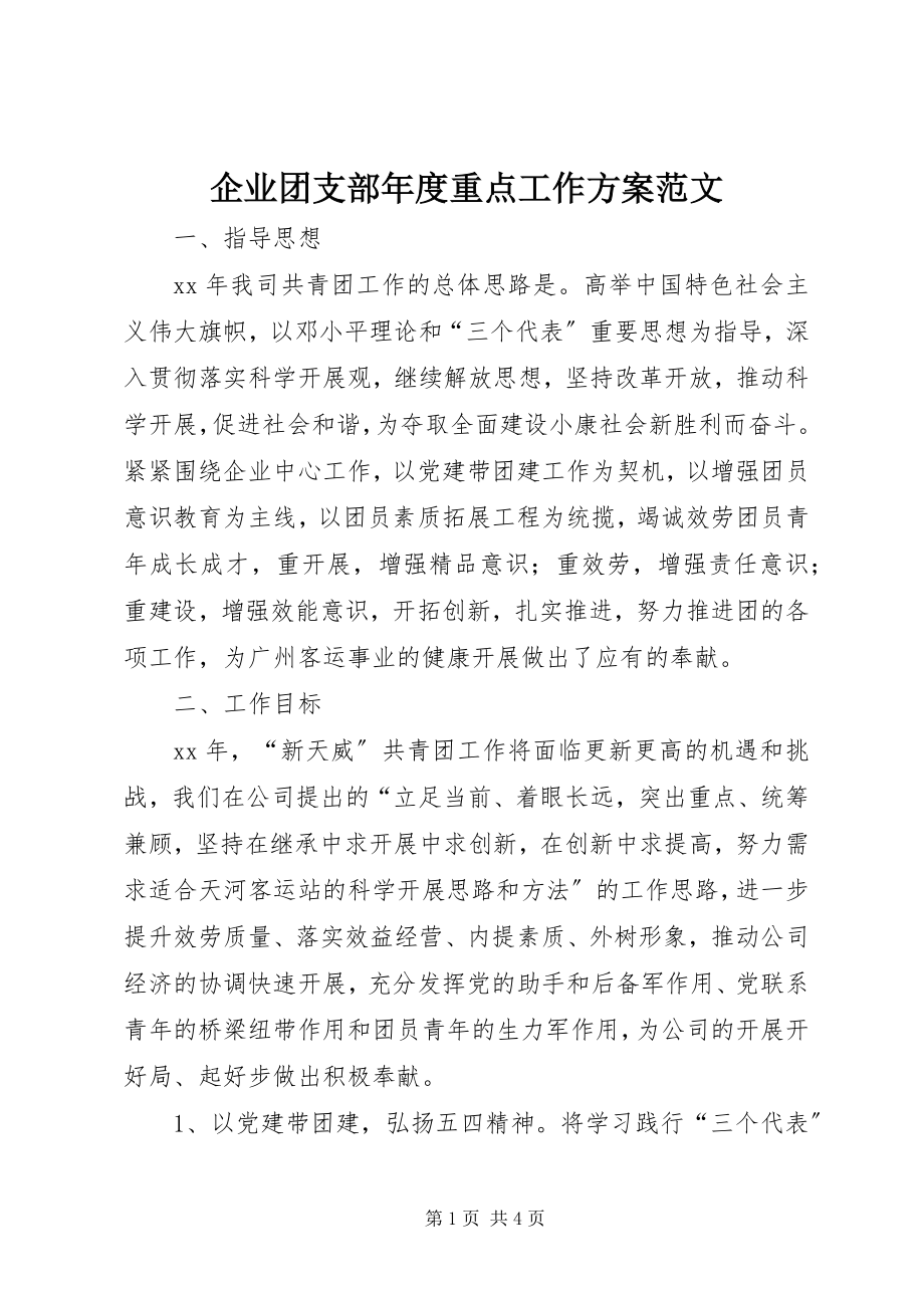 2023年企业团支部年度重点工作计划.docx_第1页