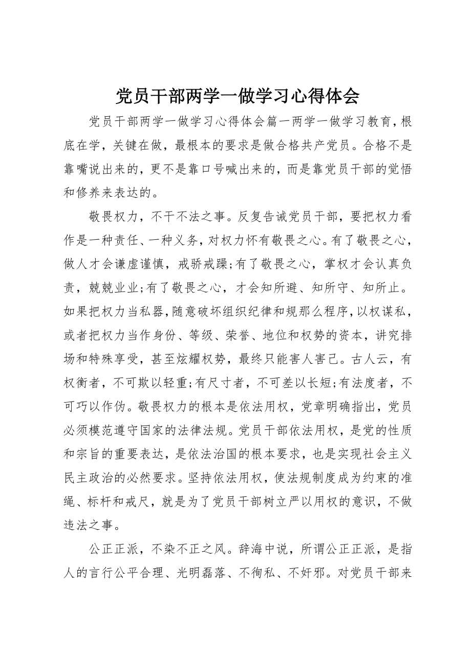 2023年党员干部两学一做学习心得体会.docx_第1页