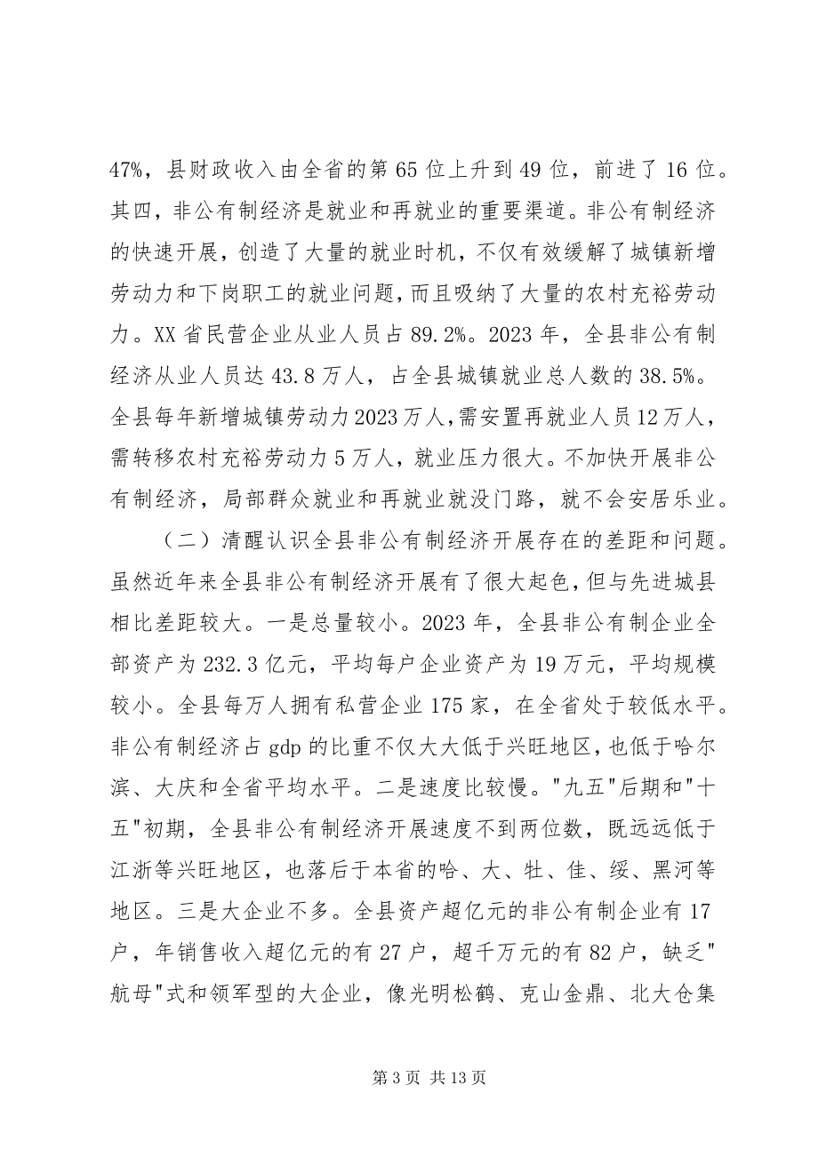 2023年县发展非公有制经济及工业经济工作会致辞.docx_第3页