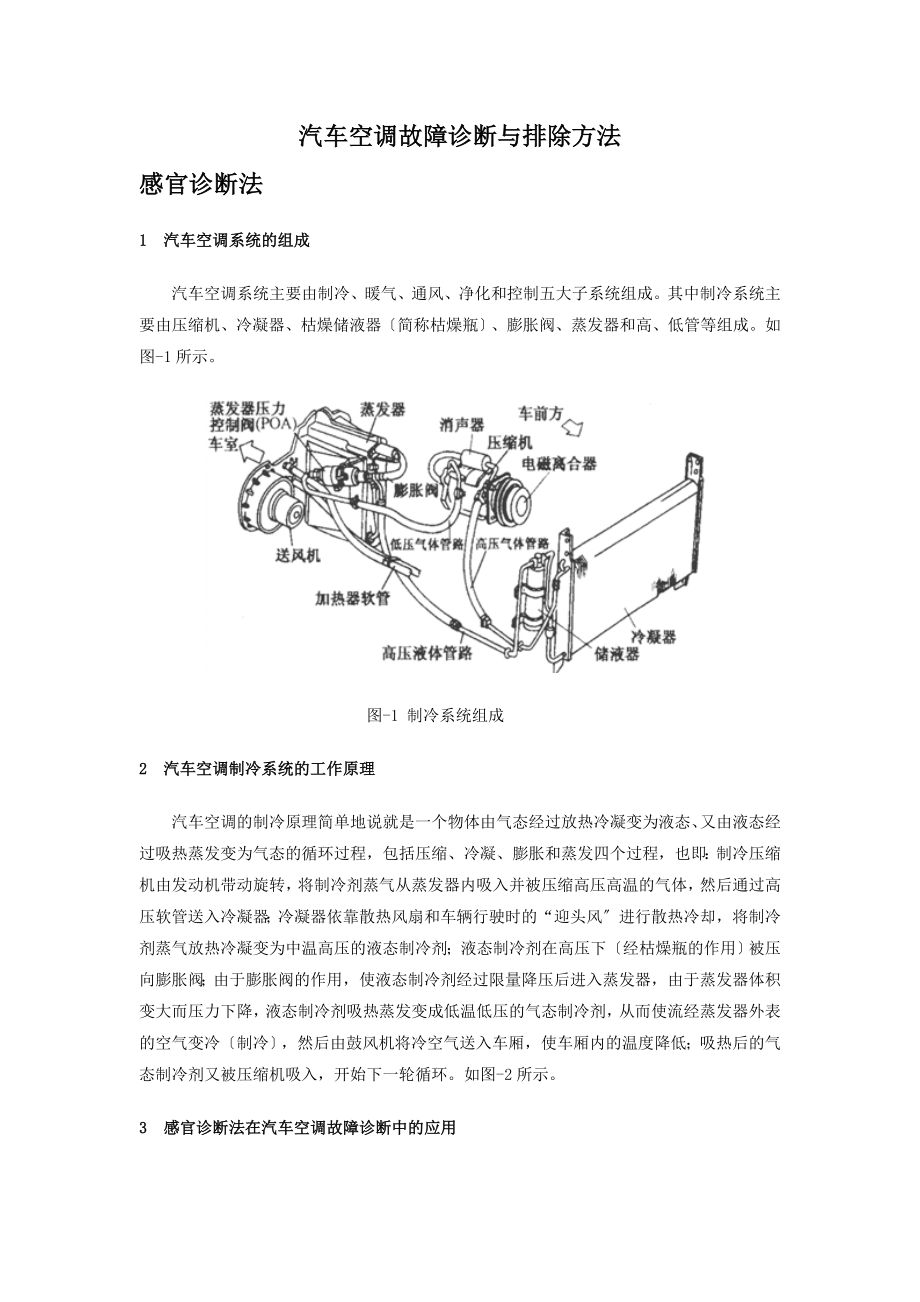 2023年汽车空调故障诊断与排除方法.doc_第1页