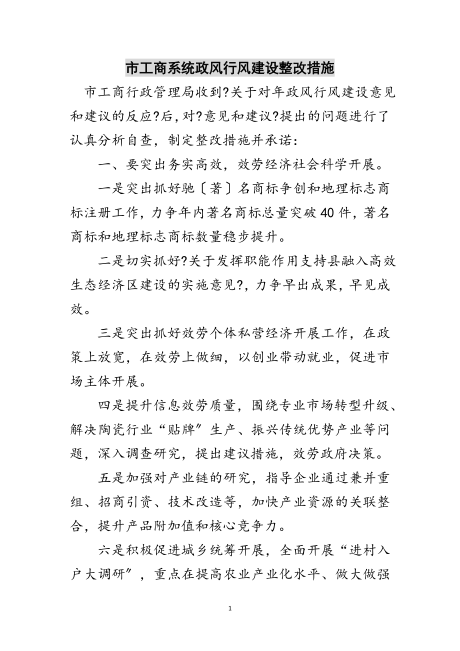 2023年市工商系统政风行风建设整改措施范文.doc_第1页