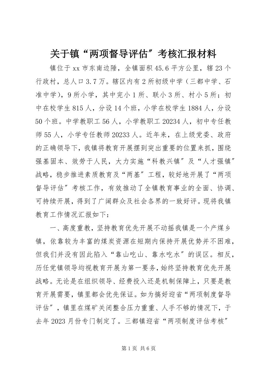 2023年镇“两项督导评估”考核汇报材料.docx_第1页