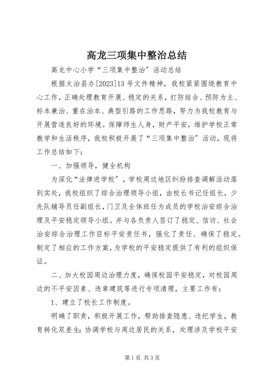 2023年高龙三项集中整治总结.docx_第1页