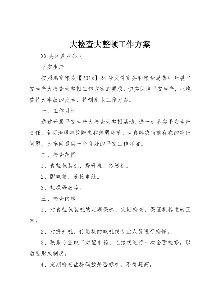 2023年大检查大整顿工作计划新编.docx_第1页