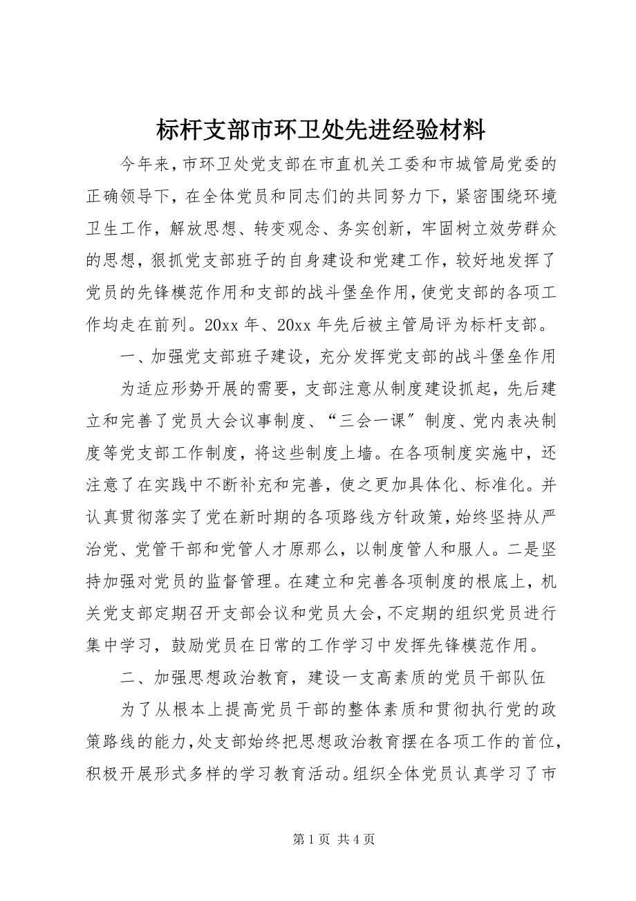 2023年标杆支部市环卫处先进经验材料新编.docx_第1页