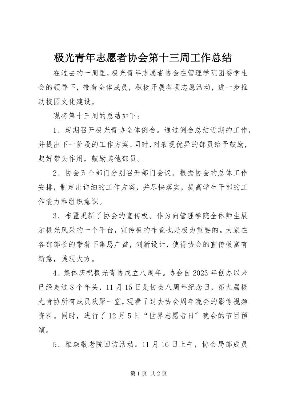 2023年极光青志愿者协会第十三周工作总结.docx_第1页