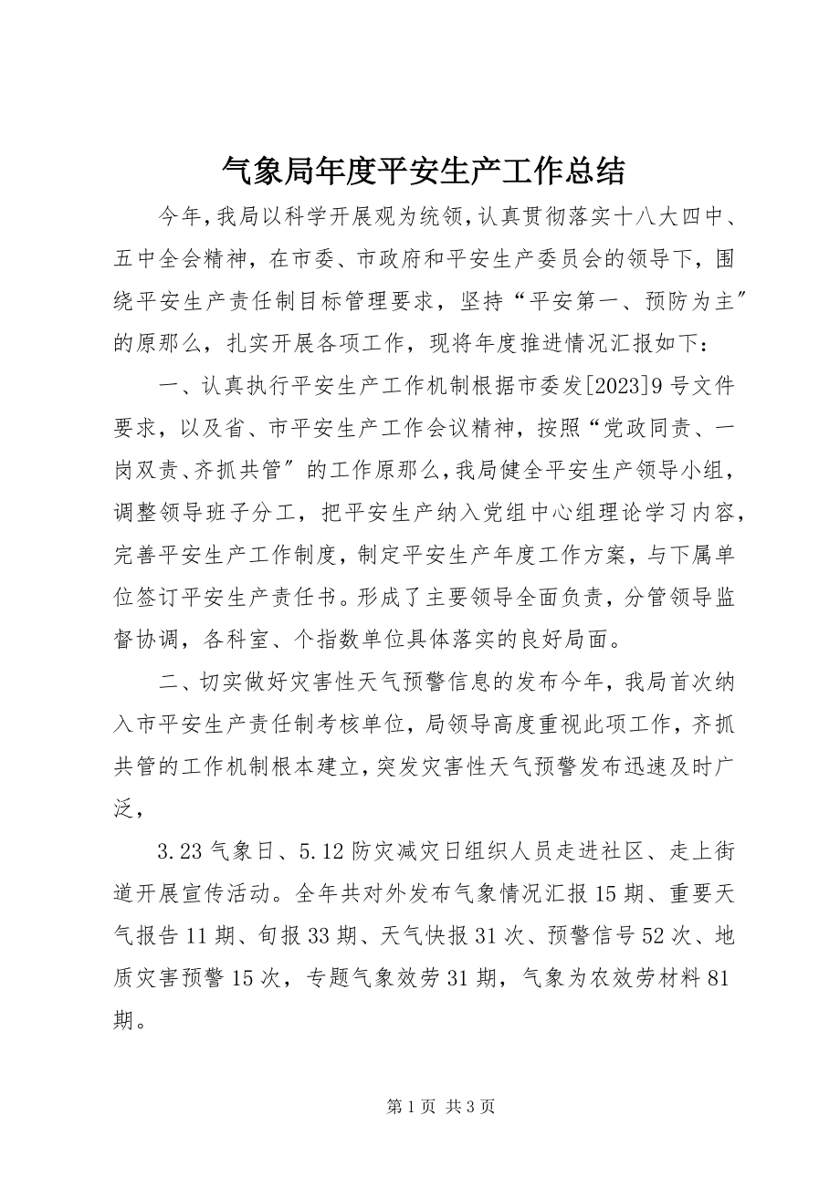 2023年气象局年度安全生产工作总结.docx_第1页