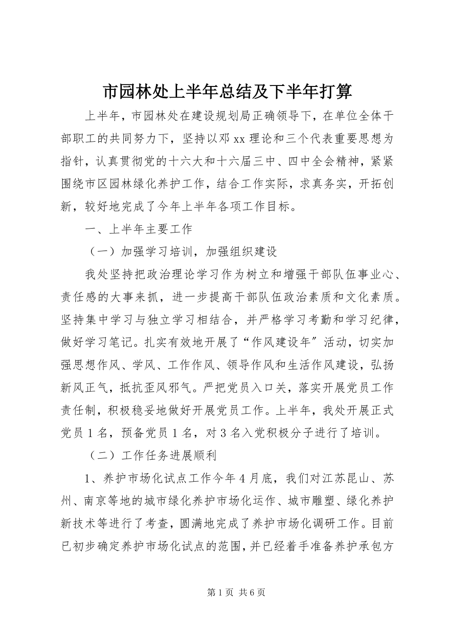 2023年市园林处上半年总结及下半年打算.docx_第1页