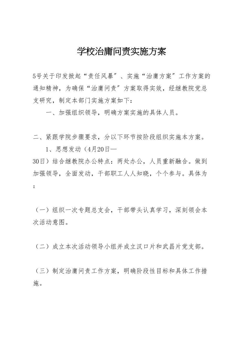 2023年学校治庸问责实施方案.doc_第1页