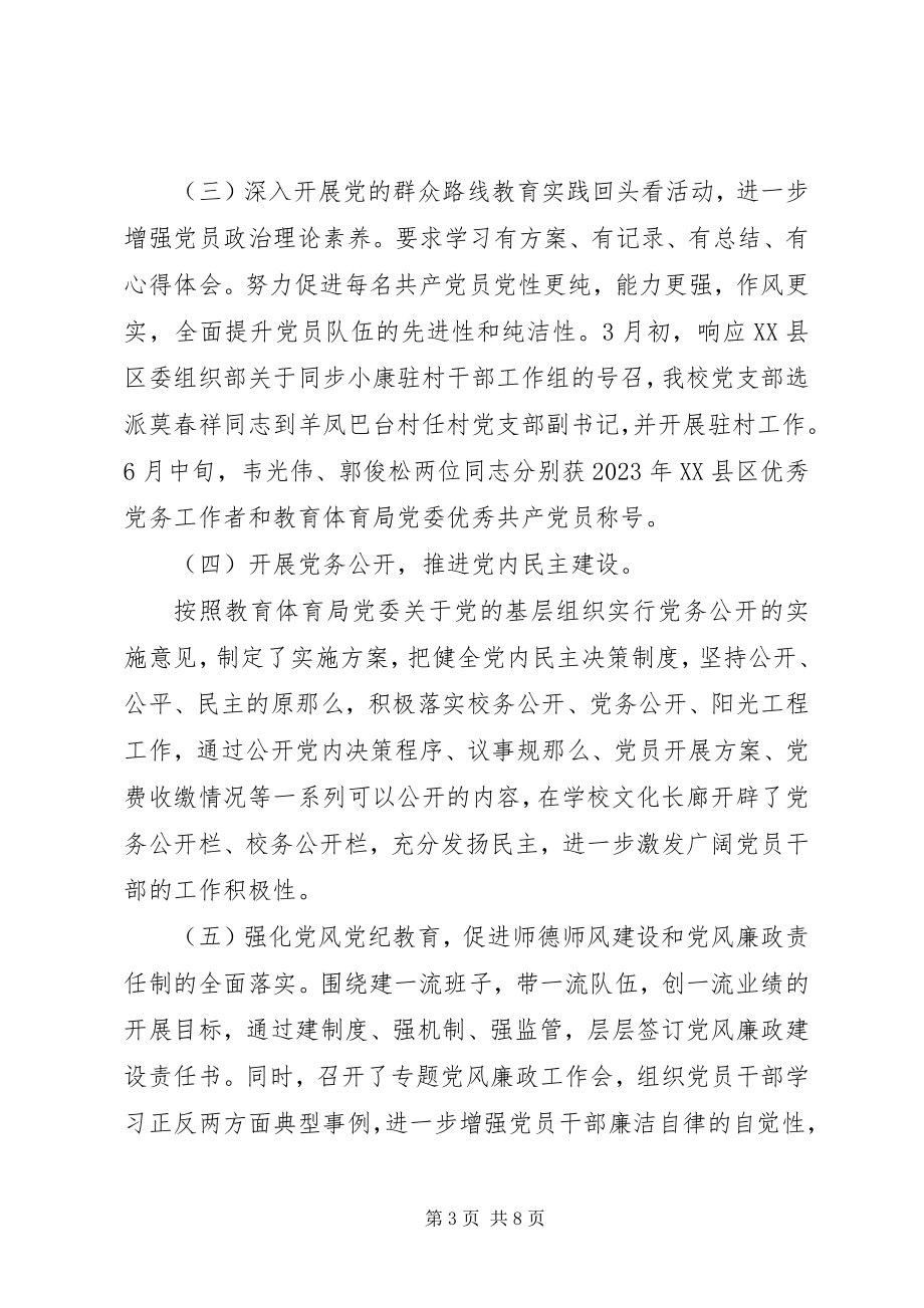 2023年学校党支部上半年工作总结2.docx_第3页