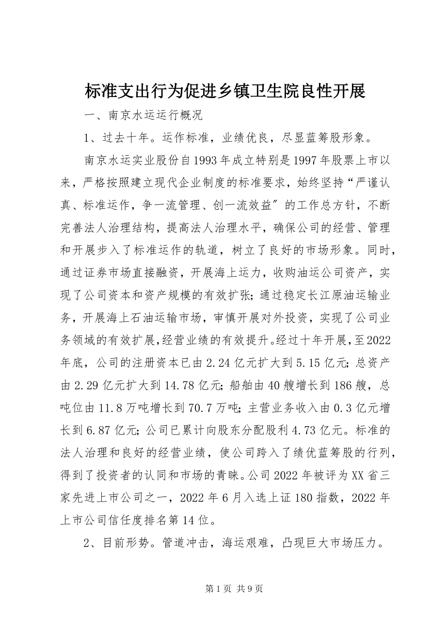 2023年规范支出行为促进乡镇卫生院良性发展.docx_第1页