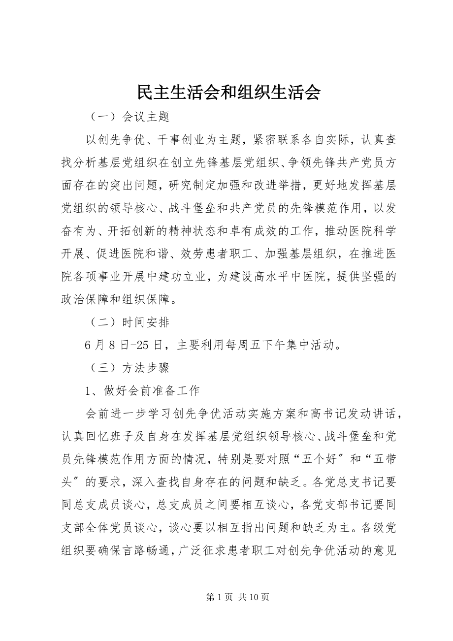 2023年民主生活会和组织生活会.docx_第1页