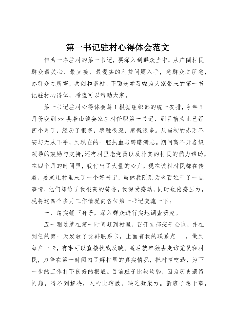 2023年第一书记驻村心得体会新编.docx_第1页