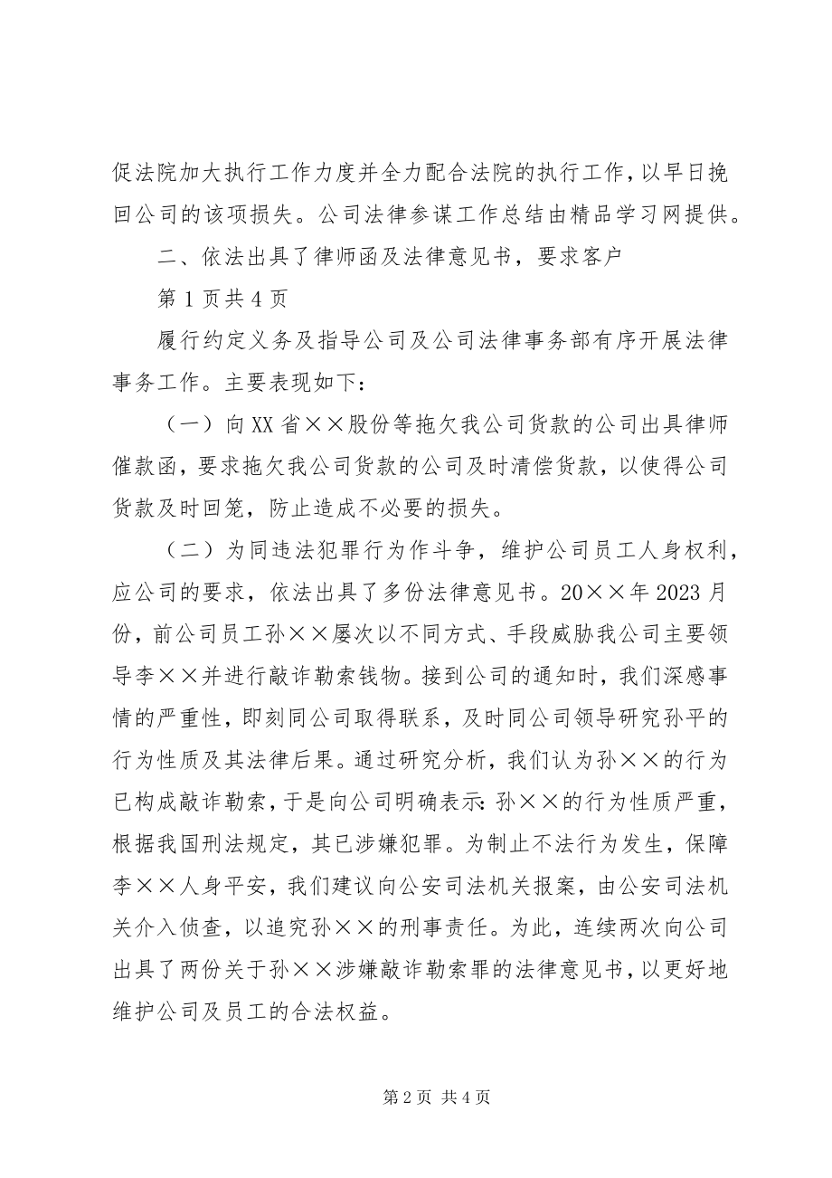 2023年公司法律顾问年终总结某年.docx_第2页