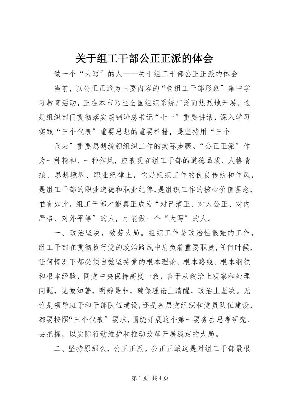 2023年组工干部公道正派的体会.docx_第1页