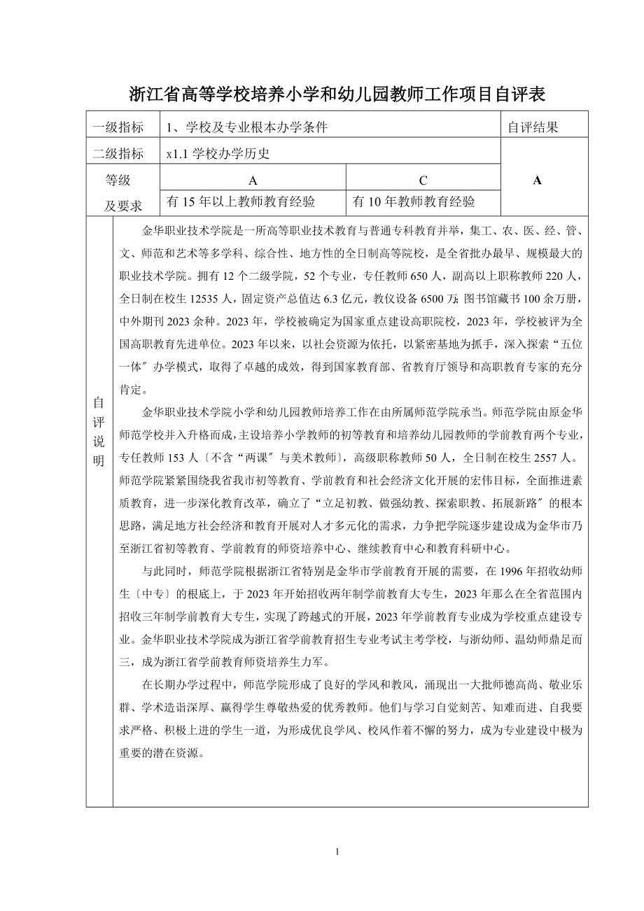 2023年浙江省高等学校培养小学和幼儿园教师工作项目自.doc_第1页