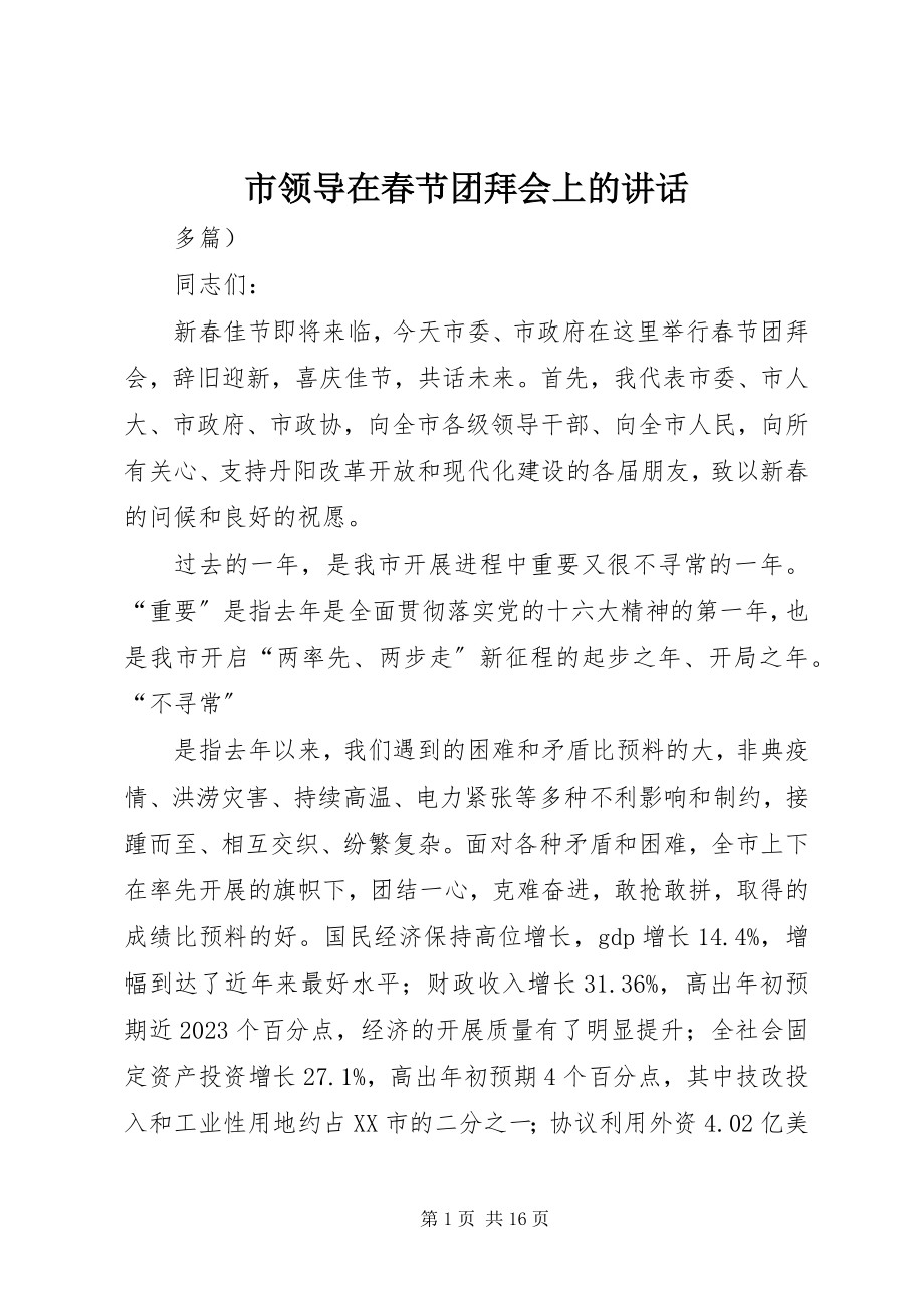 2023年市领导在春节团拜会上的致辞.docx_第1页