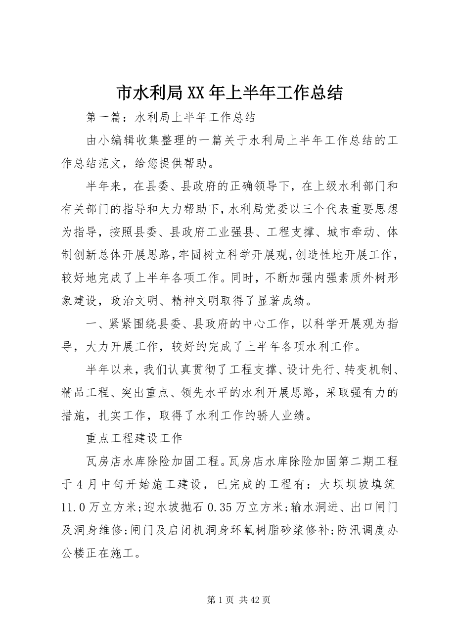 2023年市水利局上半年工作总结2.docx_第1页