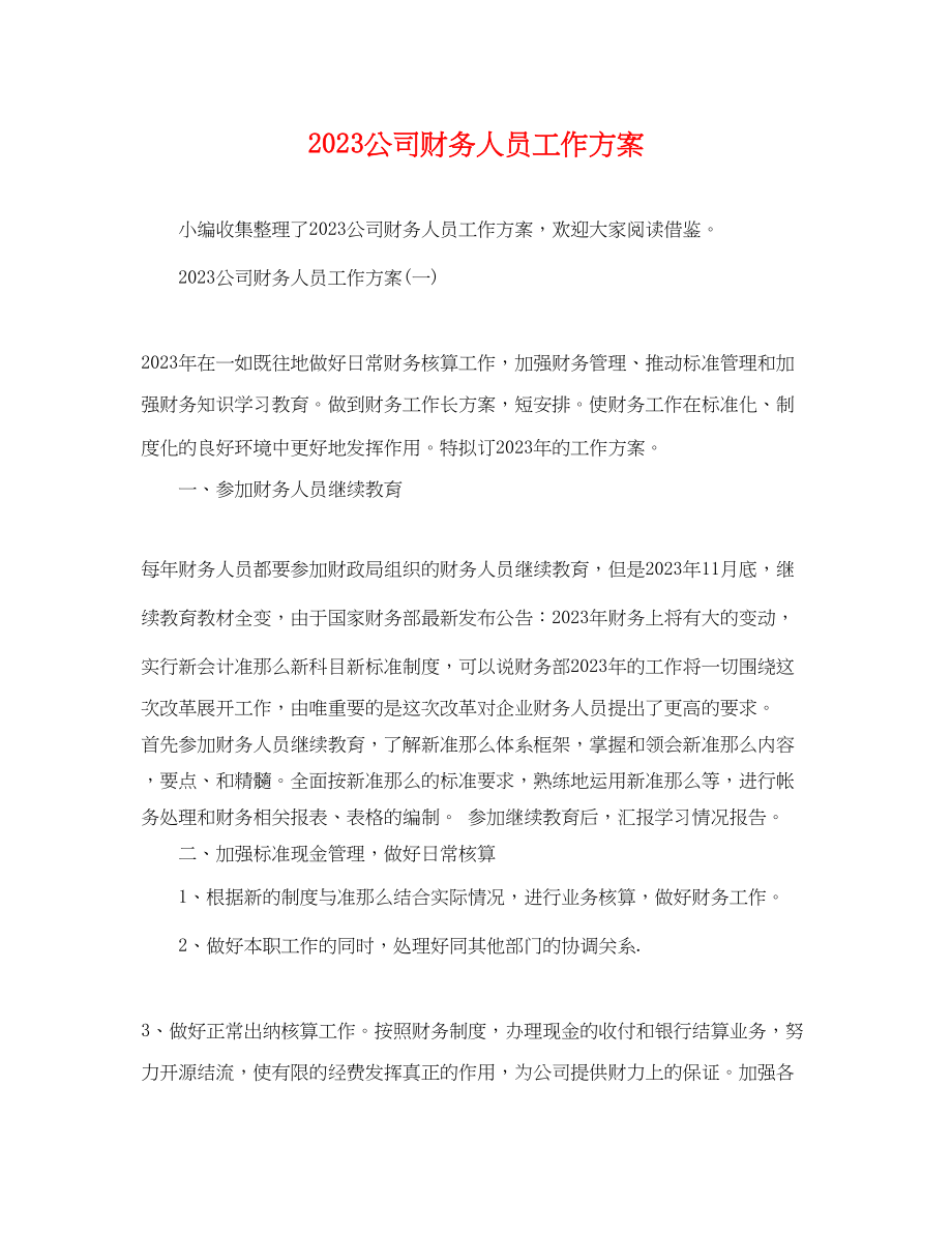 2023年公司财务人员工作计划.docx_第1页