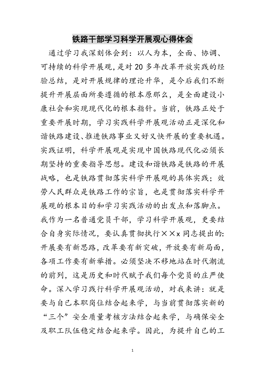 2023年铁路干部学习科学发展观心得体会范文.doc_第1页