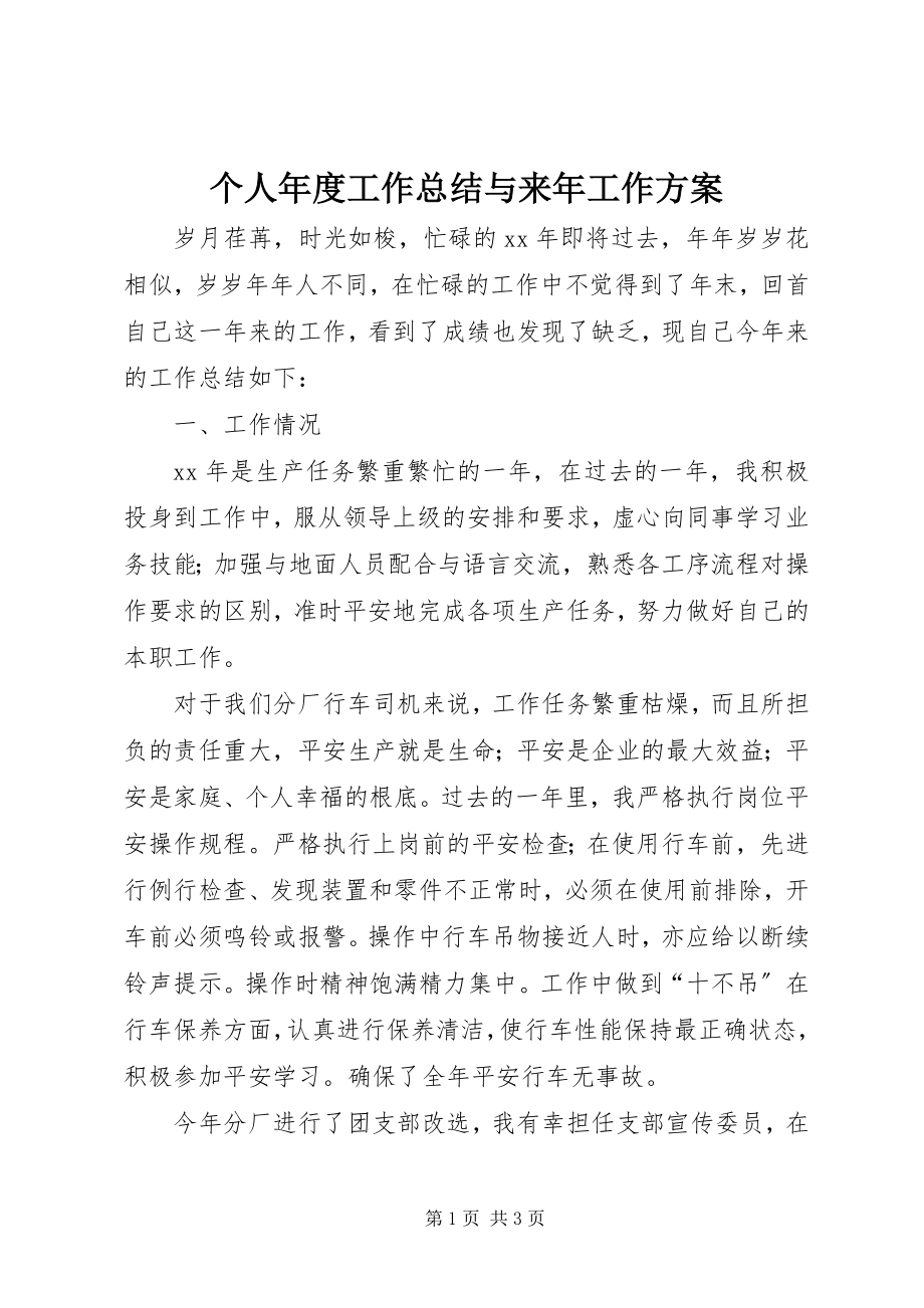 2023年个人年度工作总结与来年工作计划.docx_第1页