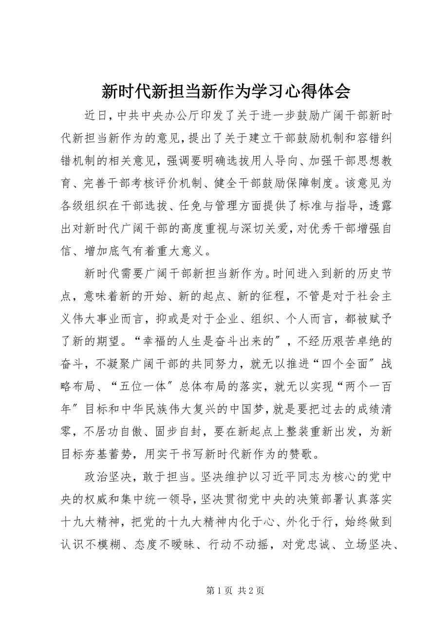 2023年新时代新担当新作为学习心得体会.docx_第1页