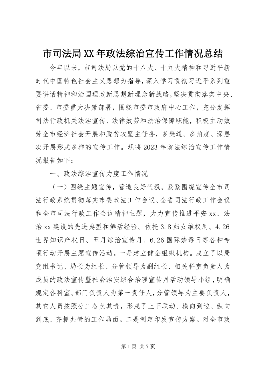 2023年市司法局政法综治宣传工作情况总结.docx_第1页