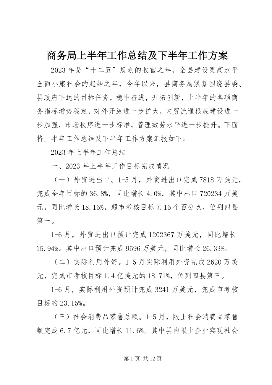 2023年商务局上半年工作总结及下半年工作计划.docx_第1页