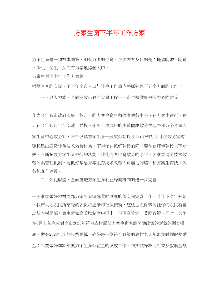 2023年计划生育下半工作计划.docx_第1页