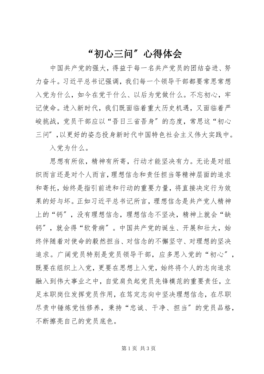 2023年“初心三问”心得体会新编.docx_第1页