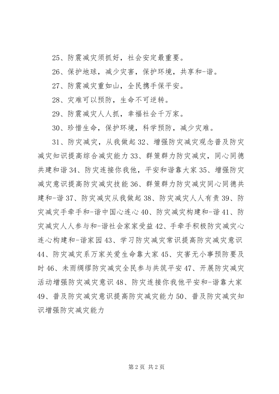 2023年防震减灾科普知识宣传栏标语.docx_第2页