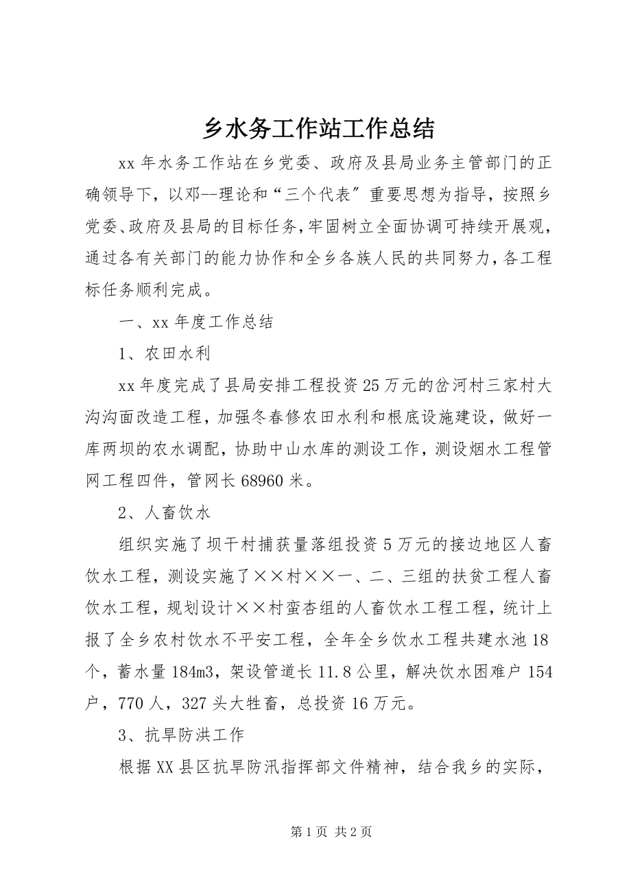 2023年乡水务工作站工作总结.docx_第1页