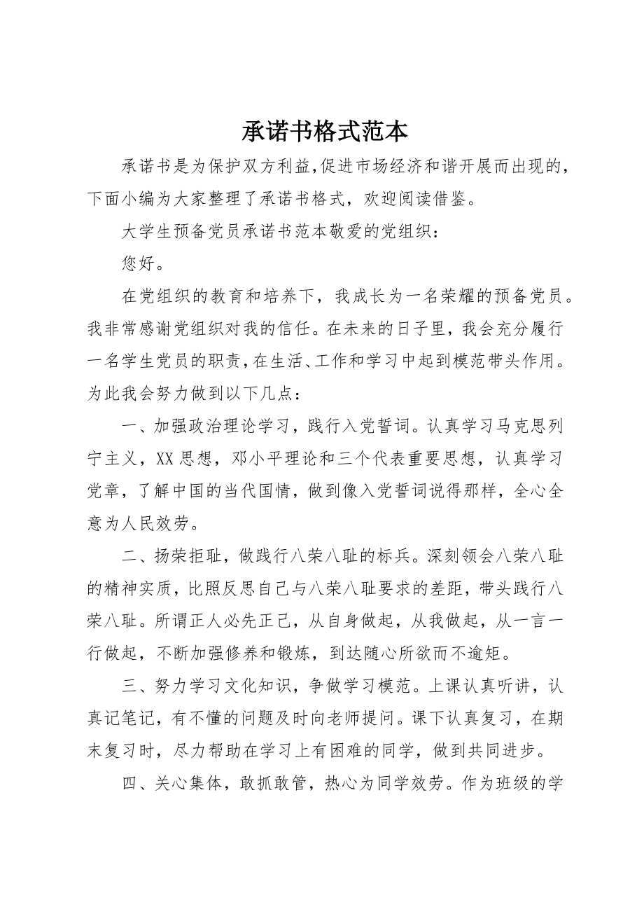 2023年承诺书格式范本新编.docx_第1页